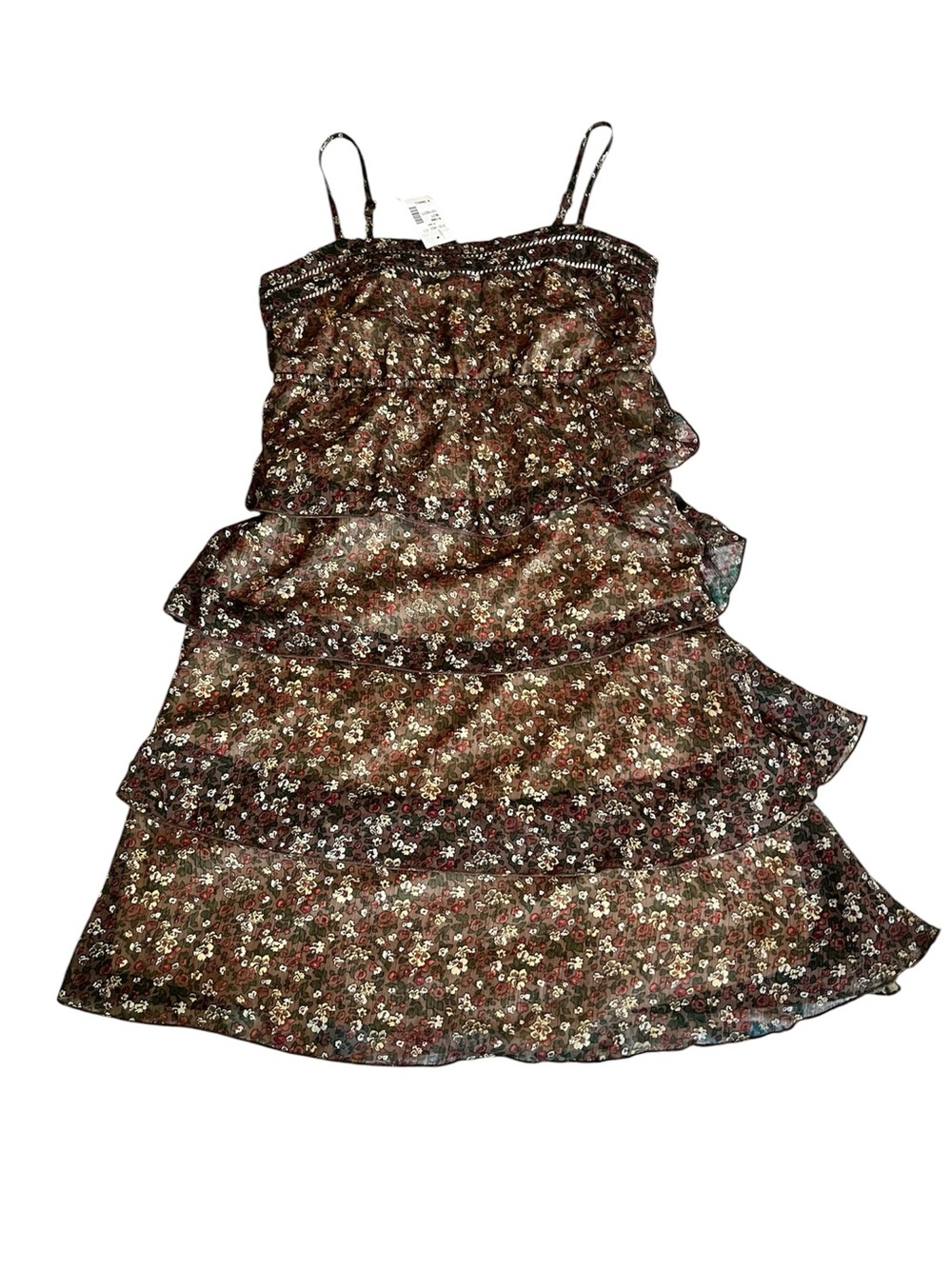 Maurice’s Floral Tiered Spaghetti Strap Dress in Brown